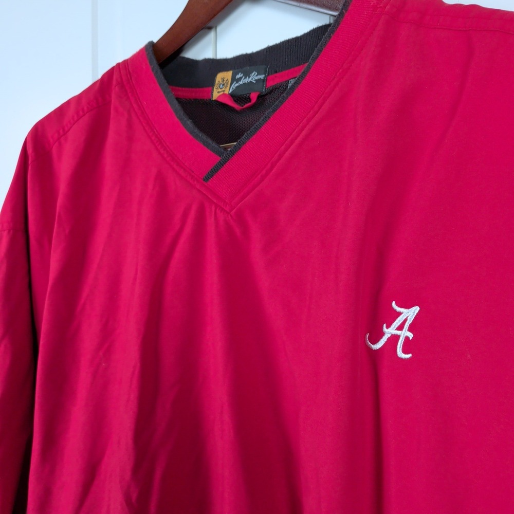 Alabama Crimson Tide Pullover Mens L Red V Neck Windbreaker The Locker Room